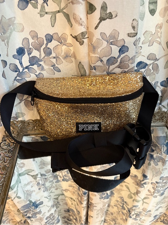 PINK Victoria's Secret Handbags - PINK Victoria's Secret Gold Glitter Crossbody Waist Bag